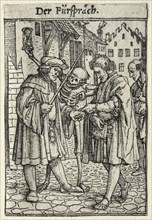 Dance of Death:  The Advocate. Hans Holbein (German, 1497/98-1543). Woodcut