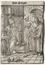 Dance of Death:  The Doctor. Hans Holbein (German, 1497/98-1543). Woodcut