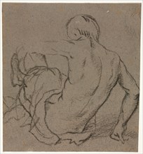 Man Seated on the Ground, Seen from Behind (recto), 1500s. Italy, 16th century. Brush and black