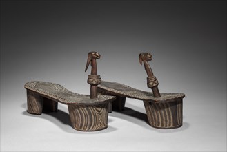 Patten-type Shoes with Pegs, c. 1800s. Africa, Central Africa, Democratic Republic of the Congo,
