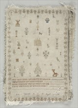 Sampler, 1798. England, 18th century. Silk embroidery on wool, cross stitch; overall: 45.7 x 33 cm