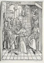 Der Schatzbehalter:  Christ before Caiaphas (verso), 1491. Michael Wolgemut (German, 1434-1519).