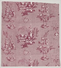 Strip of Copperplate Printed Cotton with "L'Oiseleur" Design, c. 1800. Jean-Baptiste Marie Hüet