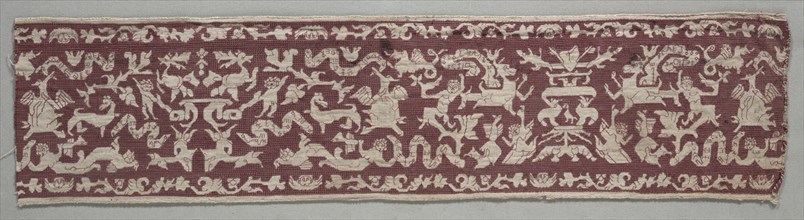 Embroidered Strip, 1500s. Italy, 16th century. Embroidery; silk on linen; overall: 14 x 39.4 cm (5