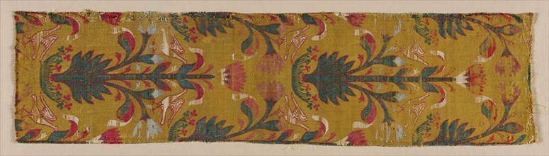 Silk Fragment, 15th century. Spain, Mudejar, 15th century. Lampas weave, silk; average: 57.8 x 14.6