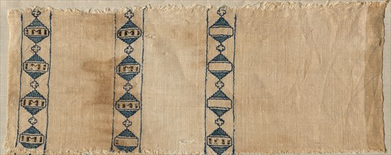 Two Fragments of a Scarf or Headdress, 1300s. Egypt, Mamluk period, 14th century. Silk embroidery