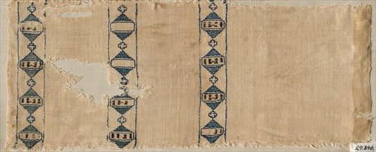 Two Fragments of a Scarf or Headdress, 1300s. Egypt, Mamluk period, 14th century. Silk embroidery
