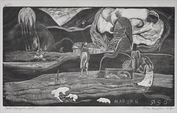 Tahitian Series:  Worship. Paul Gauguin (French, 1848-1903). Woodcut