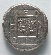 Tetradrachm: Square, Vine, Inscription (reverse), 430 BC. Greece, Eritrea, 5th century BC. Silver;