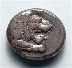 Drachm: Forepart of Lion (obverse), 500-480 BC. Greece, Onidus, early 5th century BC. Silver;
