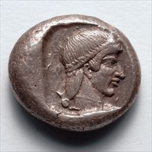 Drachm: Head of Onidian Aphrodite (reverse), 500-480 BC. Greece, Onidus, early 5th century BC.