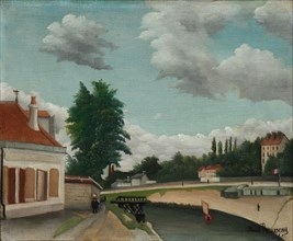 Outskirts of Paris, c. 1897-1905. Henri Rousseau (French, 1844-1910). Oil on fabric; framed: 56.5 x