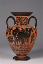 Amphora, 500s BC. Greece, 6th Century BC. Black-figure terracotta; overall: 32.1 cm (12 5/8 in.).