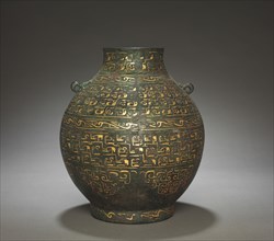 Wine Vessel (Hu), early 400s BC. China, Warring States period (475-221 BC). Bronze with gold inlay;