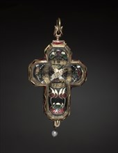 Cross-Shaped Clock, c. 1580-1600. P. Herbier (French). Enameled gold, rock crystal, and a pearl;