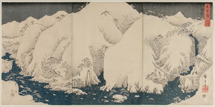 Mountain and River on the Kiso Road, 1857. Utagawa Hiroshige (Japanese, 1797-1858). Triptych of