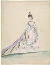 Fashion Study (designed for Worth), 1870. France, 19th century. Brush gray ink and watercolor