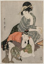 Cleaning Combs, c. late 1790s. Kitagawa Utamaro (Japanese, 1753?-1806). Color woodblock print;