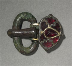Buckle, 400s. Hunnish, Migration Period. Bronze, traces of gilding, and garnets; overall: 5.8 x 4.4