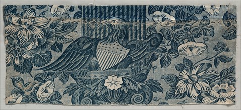 Copperplate Printed Cotton Fragment with American Eagle, 1830 - 1840. England, 19th century.