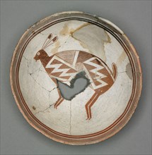 Bowl with Rabbit, c. 1000-1150. Southwest, Mogollon, Mimbres, Pre-Contact Period, 11th-12th century