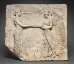 Relief of Apollo with Nike, 27 BC - 14. Italy, Roman, Augustan period. Greek marble; overall: 41.6