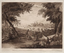 Liber Veritatis:  No. 36, Pastoral Scene with Villagers and a Herd of Oxen and Goats, 1777. Richard