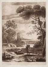 Liber Veritatis:  No. 50, A River Scene with Tobias and the Angel, 1774. Richard Earlom (British,