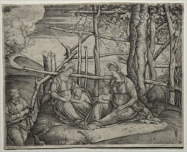The Holy Family with St. Elizabeth. Jacopo de' Barbari (Italian, 1440/50-before 1515). Engraving