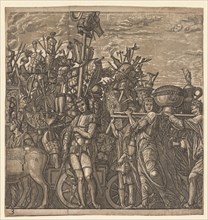 The Triumph of Julius Caesar:  Soldiers Marching with Trophies of War, 1593-99. Andrea Andreani
