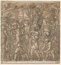 The Triumph of Julius Caesar:  Soldiers Carrying Vases and Trophies of War, 1593-99. Andrea