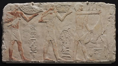 Relief of Three Offering Bearers, c. 2311-2281 BC. Egypt. Saqqara, Old Kingdom, Early Dynasty 6,