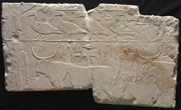 Relief of Men Bringing Birds and Cattle, c. 2311-2281 BC. Egypt, Saqqara, Old Kingdom, Early