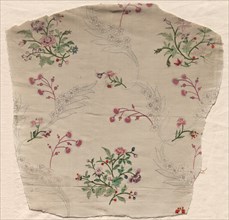 Fragment of Painted Taffeta, 1723-1774. France, 18th century, Louis XV Period (1723-1774). Hand
