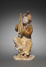 Harpist, mid 700s. North China, Tang dynasty (618-907). Glazed earthenware; overall: 32.1 cm (12