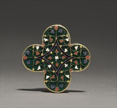 Quatrilobed Plaque, c. 1300-1310. Probably by Guillaume Julien (French). Gold, translucent enamel;