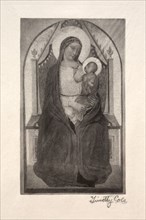 Old Italian Masters:  Madonna Enthroned with Child Holding Bird, 1885. Timothy Cole (American,