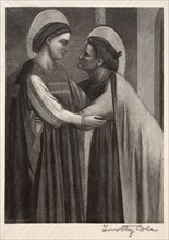 Old Italian Masters:  Mary and Elisabeth, 1886. Timothy Cole (American, 1852-1931). Wood engraving