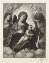 Old Italian Masters:  Madonna and Child in Glory, 1891. Timothy Cole (American, 1852-1931). Wood