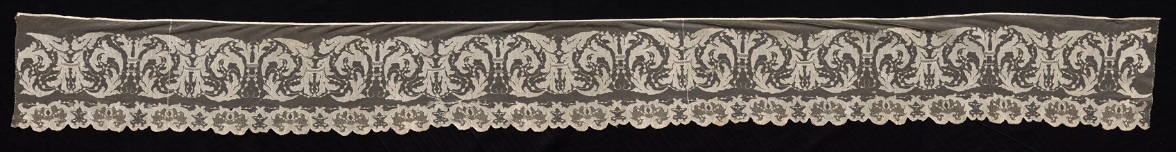 Border with Birds and Floral Motifs, 19th century. Italy, Sardinia, 19th century. Needle lace,