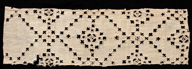 Fragment of Needlepoint (Cutwork) Lace, late 17th century. Italy, late 17th century. Lace,
