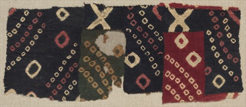 Tie-Dyed Fragment, c. 700-1100 A.D.. Peru, South Coast, Wari Culture, Middle Horizon, 8th-12th