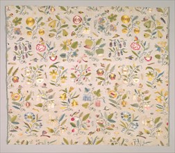 Floral Embroidery, early 1600s. England, James I Period, early 17th century. Silk, linen; plain