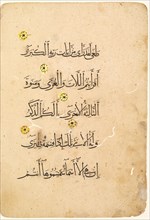 Qur'an Manuscript Folio (verso) [Right side of Bifolio], 1300s-1400s. Egypt, Mamluk Period,