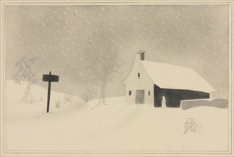Snow Storm in Vermont. Mary Altha Nims (American, 1817-1907). Pencil;