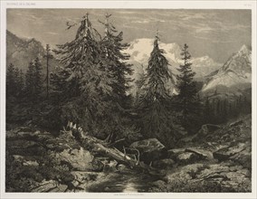 Alpine Stream. Alexandre Calame (Swiss, 1810-1864). Lithograph