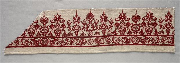 Part of a Skirt Border, 1800s. Greece, Crete, 19th century. Embroidery: silk on linen tabby ground;