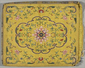 Cushion Cover, 1700s. China, 18th century. Silk, metallic thread; overall: 52.1 x 42.9 cm (20 1/2 x