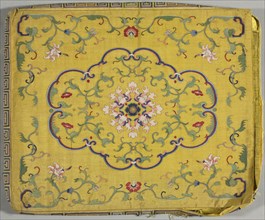 Cushion Cover, 1700s. China, 18th century. Silk, metallic thread; overall: 52.1 x 42.6 cm (20 1/2 x