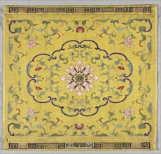 Cushion Cover, 1700s. China, 18th century. Silk, metallic thread; overall: 48.9 x 51.4 cm (19 1/4 x